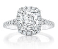 14K White Gold Cushion Halo Engagement Ring