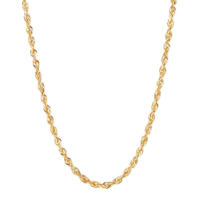 14K Yellow Gold Diamond Cut Solid Rope Chain