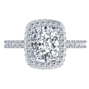 14K White Gold Halo Cushion Diamond Engagement Ring