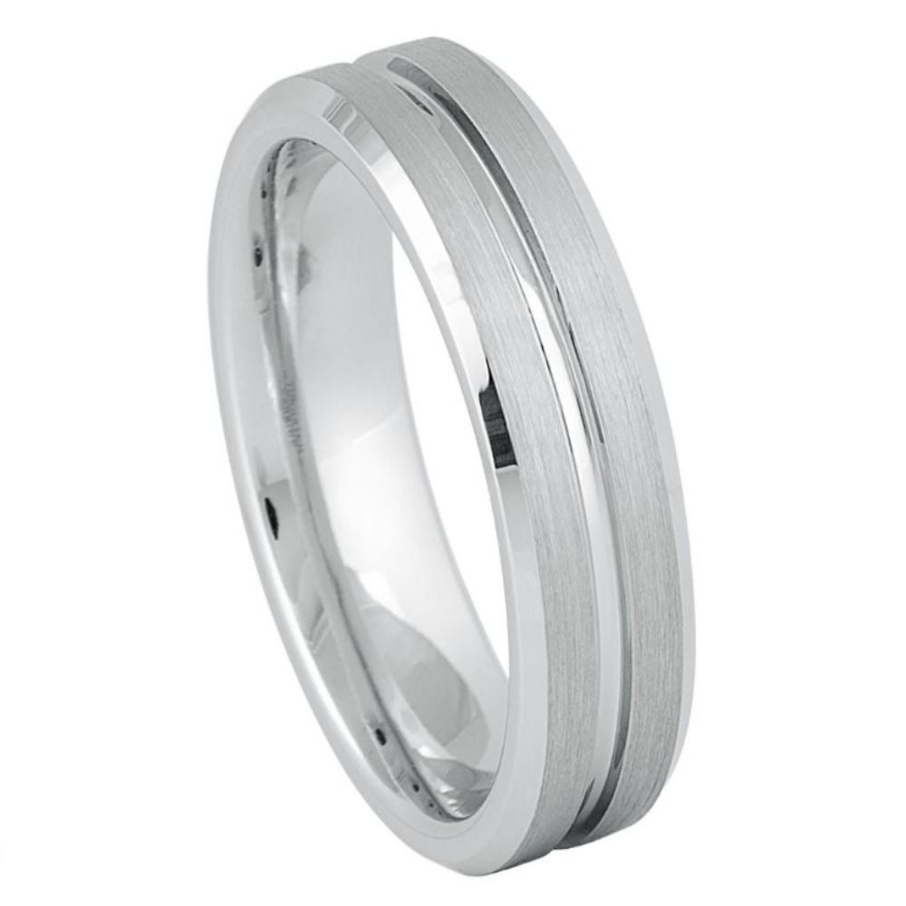 Platinum Plated Tungsten Wedding Band