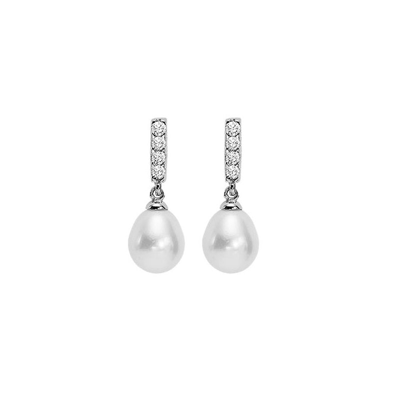 Sterling Silver Drop Pearl Earrings