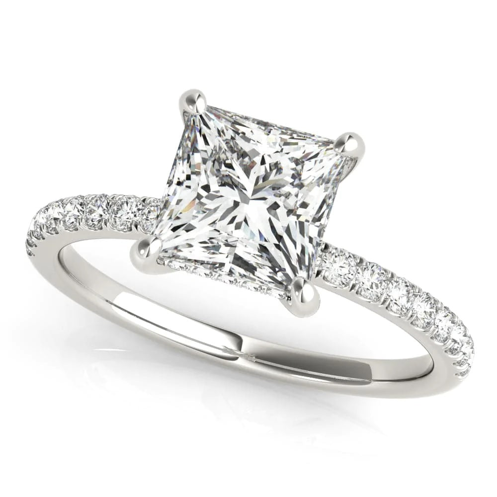 14K White Gold Hidden Halo Labgrown Diamond Engagement Ring