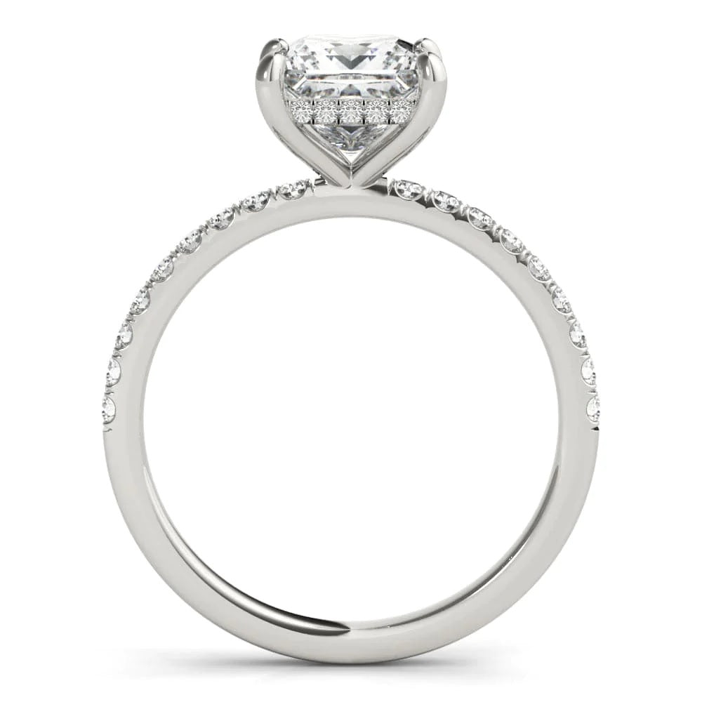14K White Gold Hidden Halo Labgrown Diamond Engagement Ring