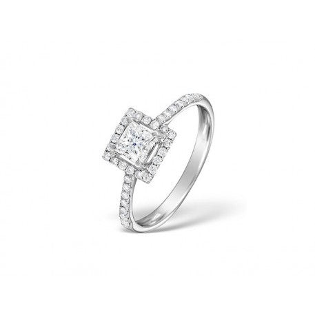 14K White Gold Halo Diamond Engagement Ring