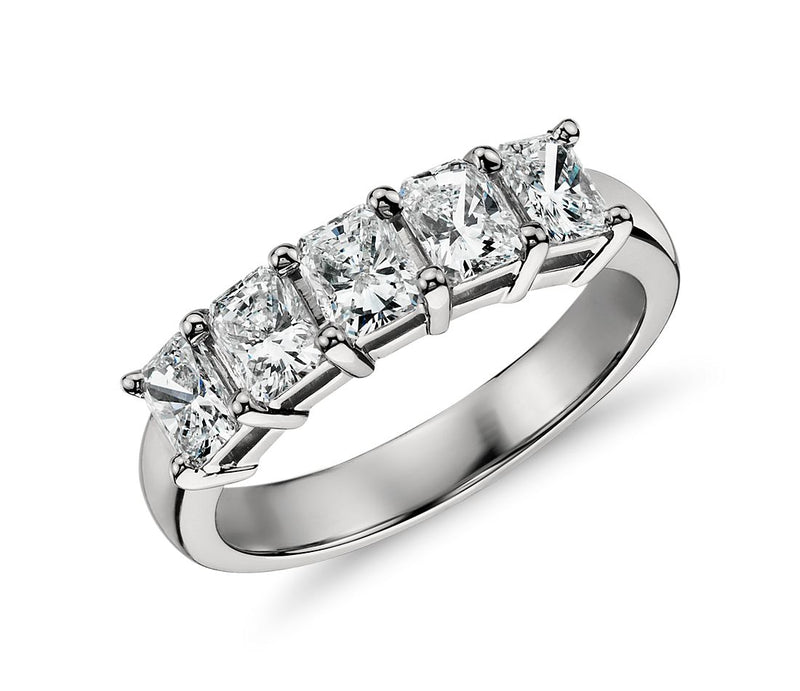 18K White Gold 4-Stone Wedding Band
