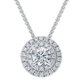 18K White Gold Halo Diamond Necklace