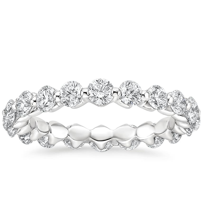 14K White Gold Eternity Wedding Band