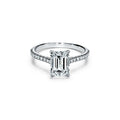 14K White Emerald Traditional Diamond Engagement Ring