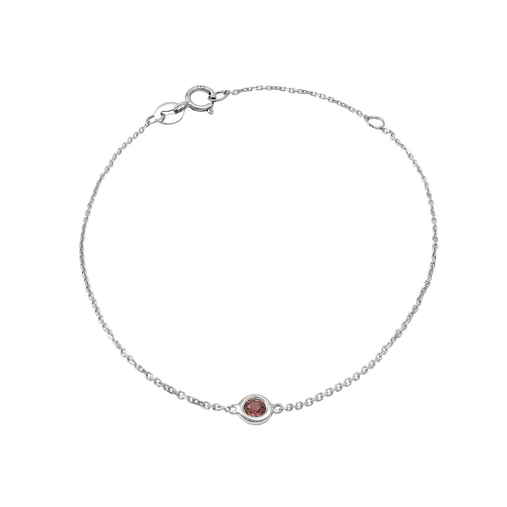 14K White Gold Pink Awareness Tourmaline Bracelet