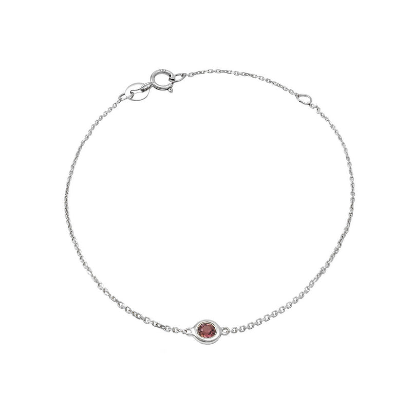 14K White Gold Pink Awareness Tourmaline Bracelet