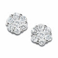 10K White Gold Cluster Button Earrings