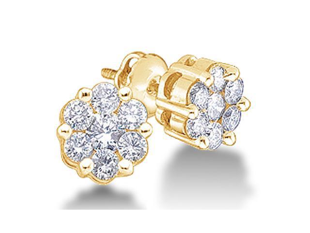 10K Yellow Gold Cluster Button Earrings