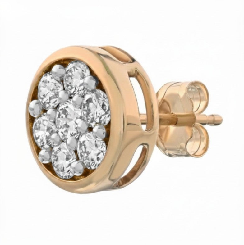 10K Gold Diamond Composite Bezel Earrings, 1/10 Ctw