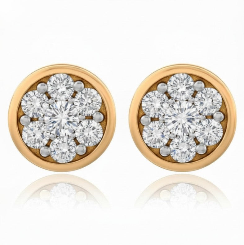 10K Gold Diamond Composite Bezel Earrings, 3/4 Ctw