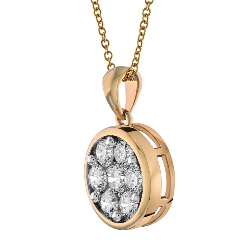 10K Gold Diamond Composite Bezel Necklace, 1/3 Ctw