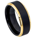 Two-Tone Black and Yellow IP Plating Tungsten Wedding Band