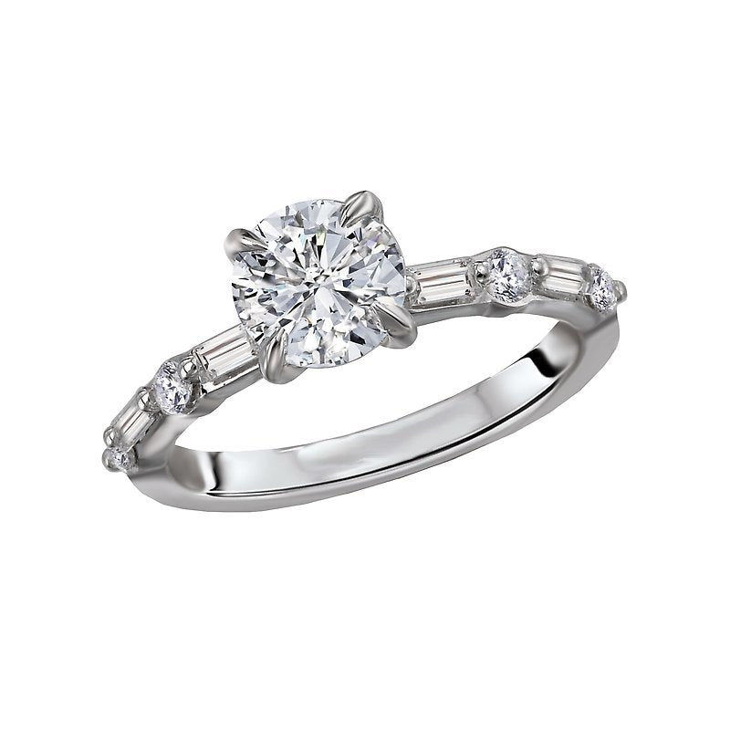 14K White Gold Alternating Semi-Mount Ring