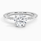 14K White Gold Alternating Diamond Semi-Mount Ring