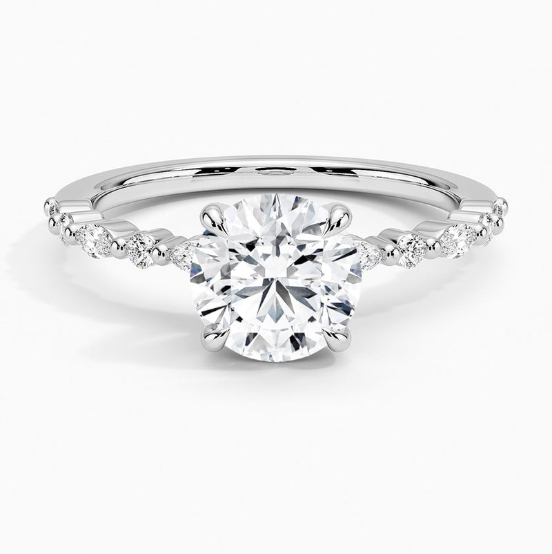 14K White Gold Alternating Diamond Semi-Mount Ring