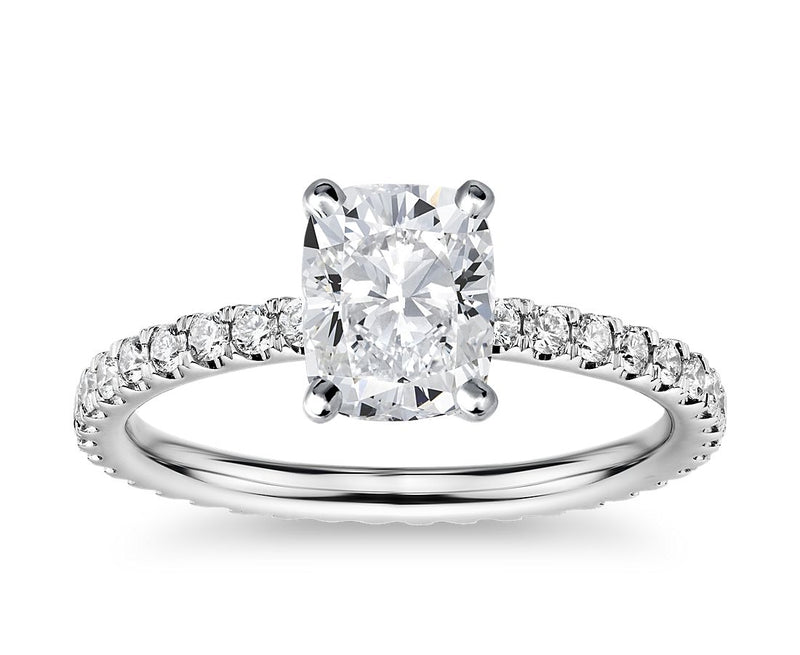 18K White Gold Cushion Cut Diamond Engagement Ring