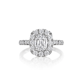 18K White Gold Cushion Halo Diamond Engagement Ring