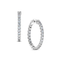 14K White Gold Round Diamond Hoope Earrings