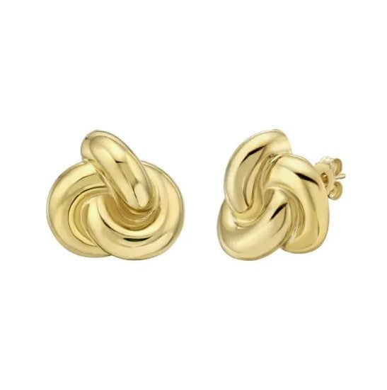 14K Gold Plated Large Puffed Knot Earrings
