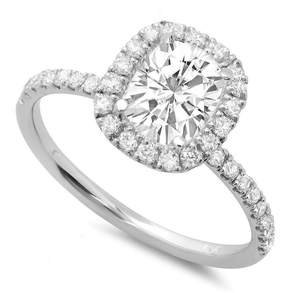 18K Cushion Halo Engagement Ring