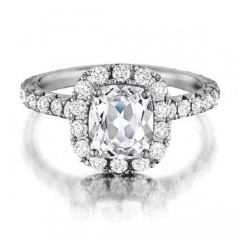 18K Cushion Halo Diamond Engagement Ring