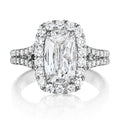 18K White Gold Cushion Halo Diamond Engagement Ring