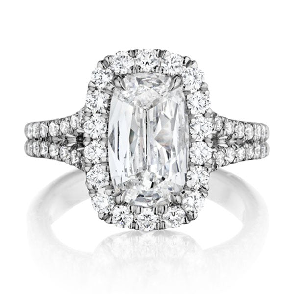 18K White Gold Cushion Halo Diamond Engagement Ring