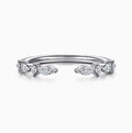 14K White Gold Alternating Diamond Open Wedding Band