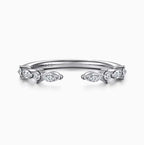 14K White Gold Alternating Diamond Open Wedding Band