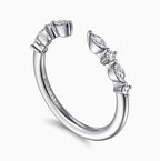 14K White Gold Alternating Diamond Open Wedding Band