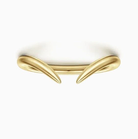 14K Yellow Gold Curved Open Wedding Band