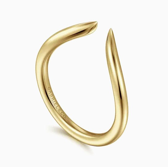 14K Yellow Gold Curved Open Wedding Band