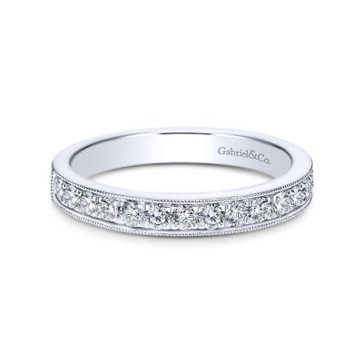 14K White Gold Milgrain Anniversary Wedding Band