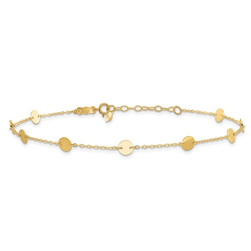 14K Yellow Gold Polished Disc Anklet