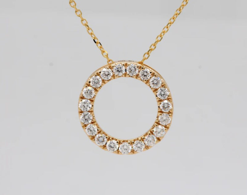14K Yellow Gold Diamond Circle Necklace