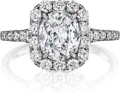 18K Cushion Halo Engagement Ring