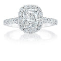14K White Gold Cushion Halo Engagement Ring
