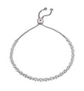 Lady's White Sterling Silver Cz Tennis Bracelet Round Box Chain Length 9