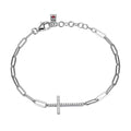 Sterling Silver Cross Paper Clip Bracelet