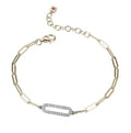 Sterling Silver 14K Gold Plated Paper Clip Bracelet