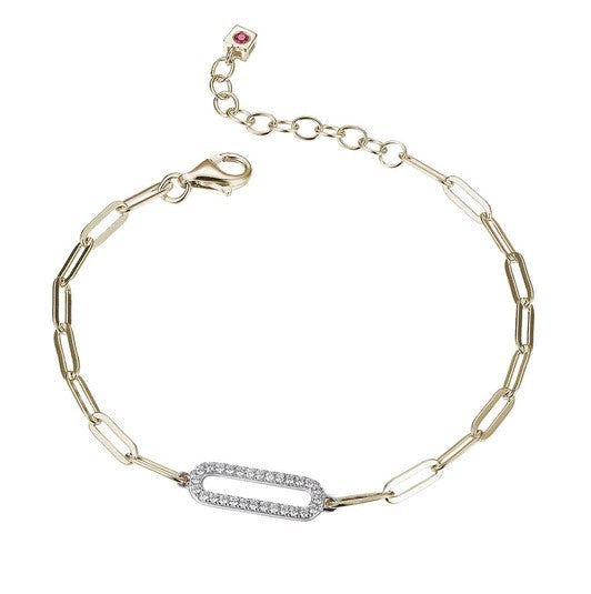 Sterling Silver 14K Gold Plated Paper Clip Bracelet