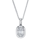 14K White Gold Diamond Bezel Pendant Necklace
