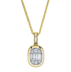 14K Gold Bezel Diamond Baguette Necklace