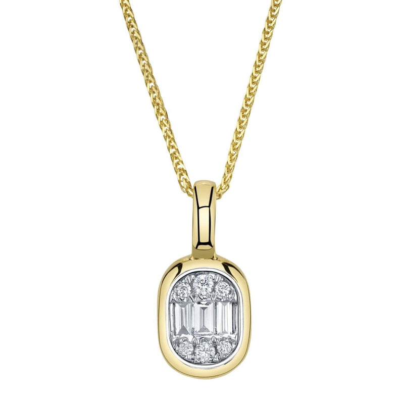 14K Gold Bezel Diamond Baguette Necklace