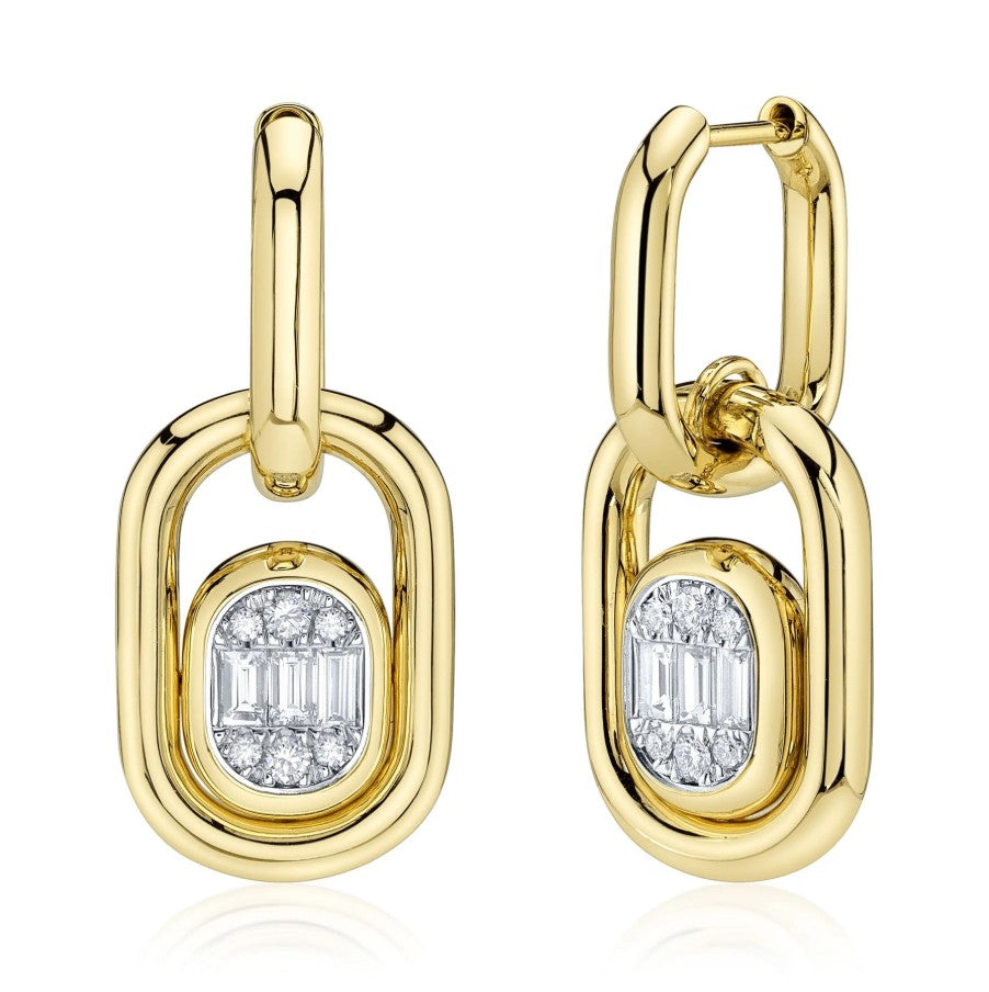 14K Gold Icon Lumeria Diamond Baguette Drop Earrings