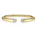 14K Gold Round & Baguette Diamond Cuff Bangle Bracelet